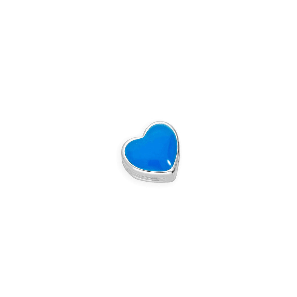Breloque cœur flottant en argent sterling et émail bleu