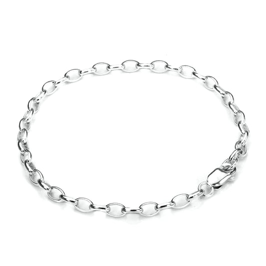 Bracelet à breloques en argent sterling avec chaîne rolo légère