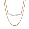 Collier double chaîne de perles en argent sterling plaqué or rose, 38 et 45 cm