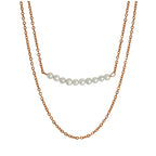 Collier double chaîne de perles en argent sterling plaqué or rose, 38 et 45 cm