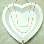 Collier double chaîne de perles en argent sterling plaqué or rose, 38 et 45 cm