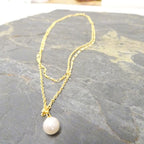 Collier de perles à double chaîne en argent sterling plaqué or 40 et 45 cm