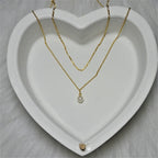 Collier de perles à double chaîne en argent sterling plaqué or 40 et 45 cm