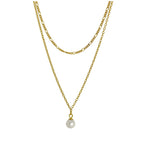 Collier de perles à double chaîne en argent sterling plaqué or 40 et 45 cm