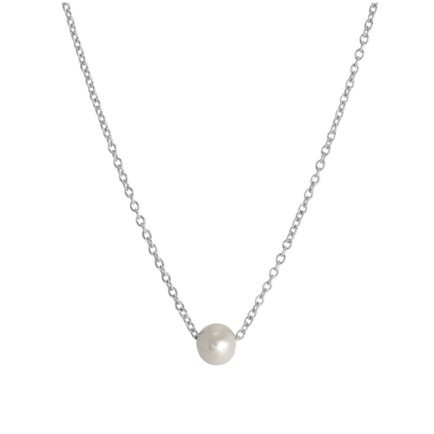 Collier ras du cou réglable en argent sterling avec perles de 45 cm