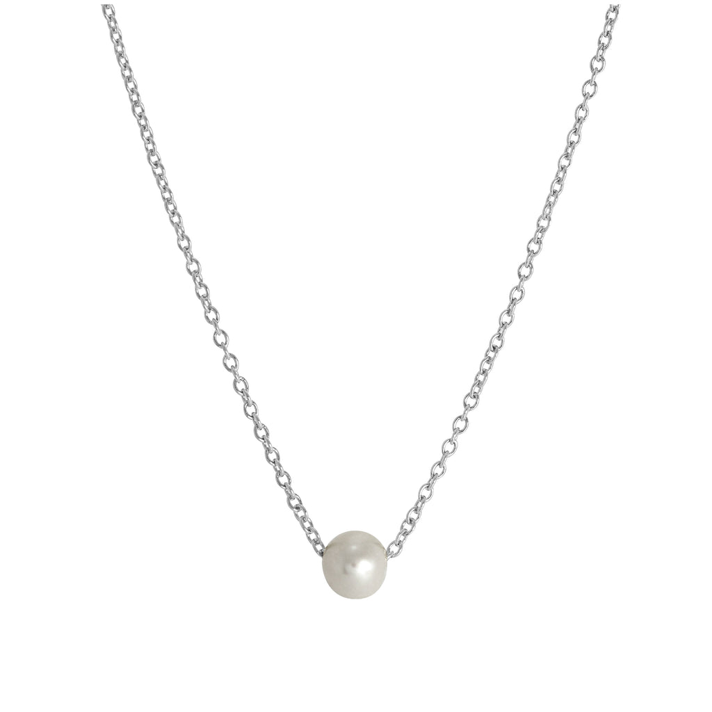 Collier ras du cou réglable en argent sterling avec perles de 45 cm