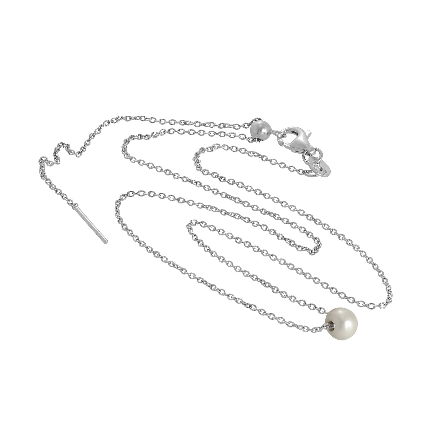 Collier ras du cou réglable en argent sterling avec perles de 45 cm