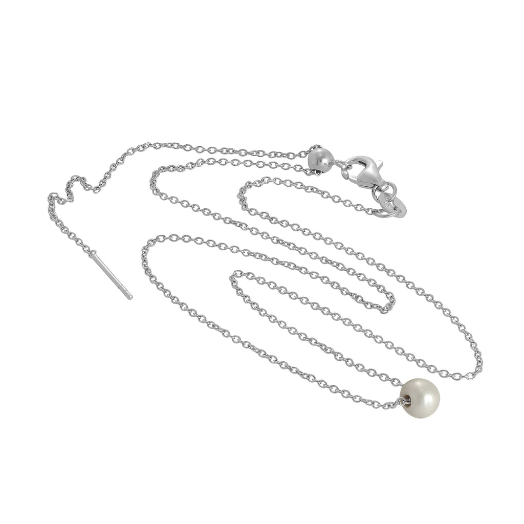 Collier ras du cou réglable en argent sterling avec perles de 45 cm