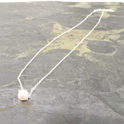 Collier ras du cou réglable en argent sterling avec perles de 45 cm