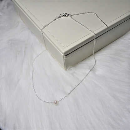 Collier ras du cou réglable en argent sterling avec perles de 45 cm