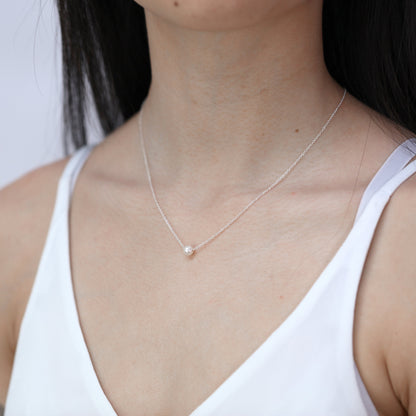 Collier ras du cou réglable en argent sterling avec perles de 45 cm