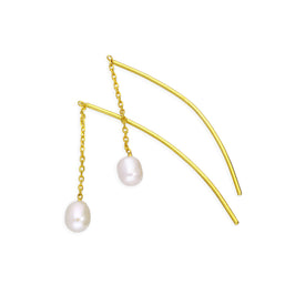 Boucles d'oreilles en argent sterling plaqué or et perles en forme d'arc