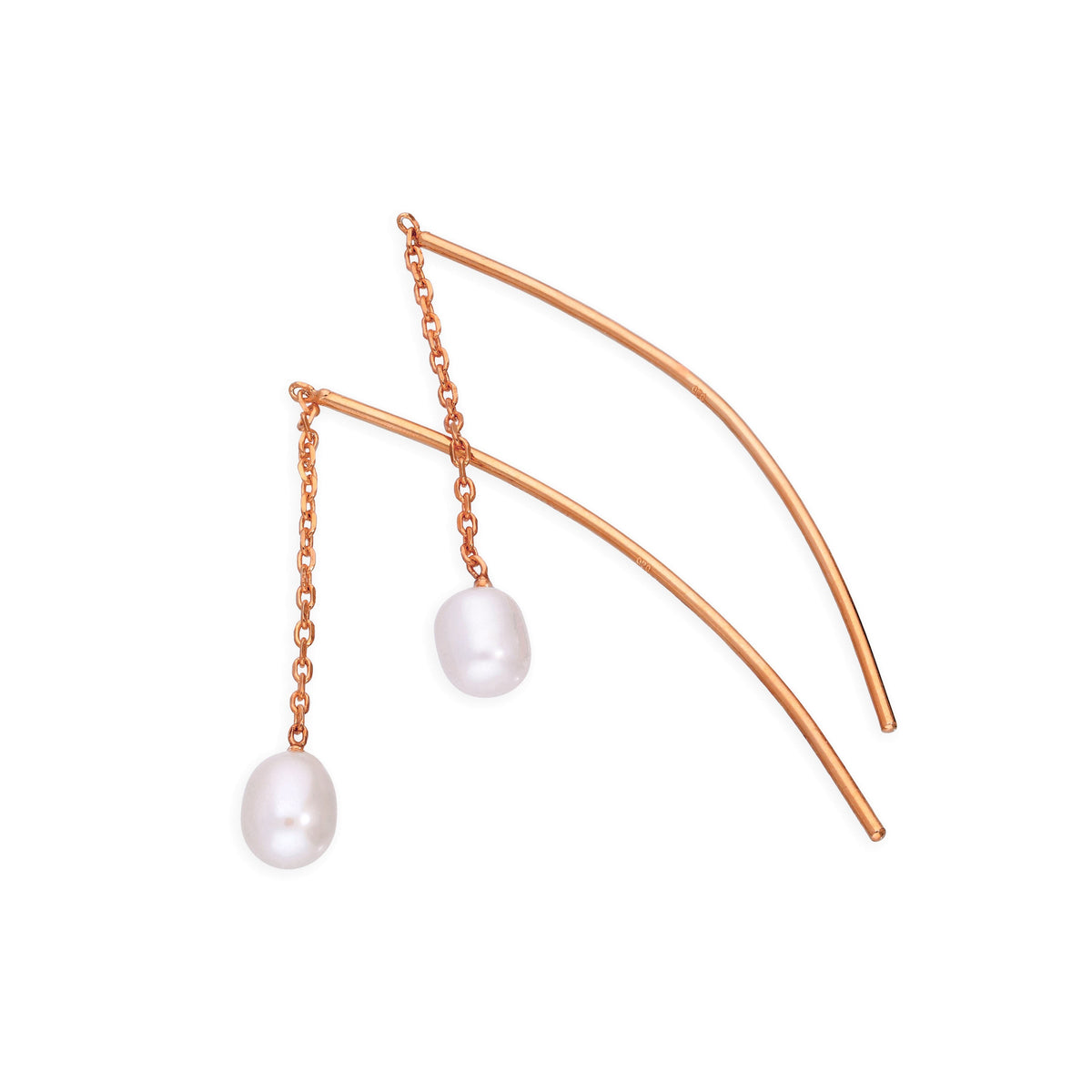 Boucles d'oreilles à enfiler en argent sterling plaqué or rose et perles