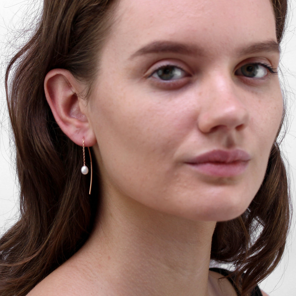 Boucles d'oreilles à enfiler en argent sterling plaqué or rose et perles