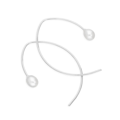 Boucles d'oreilles courbes en argent sterling et perles