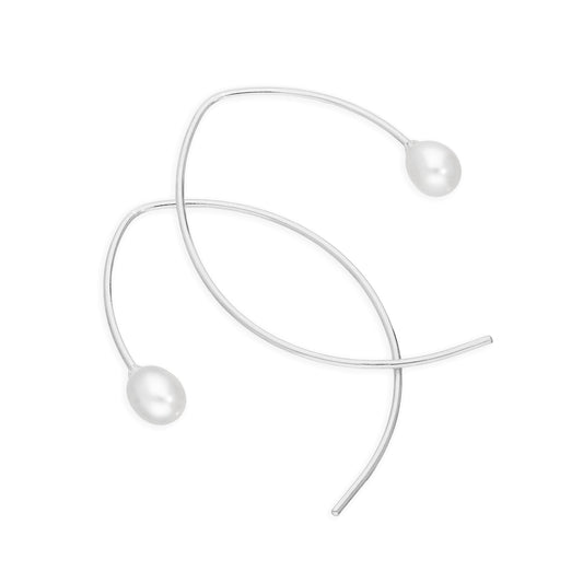 Boucles d'oreilles courbes en argent sterling et perles