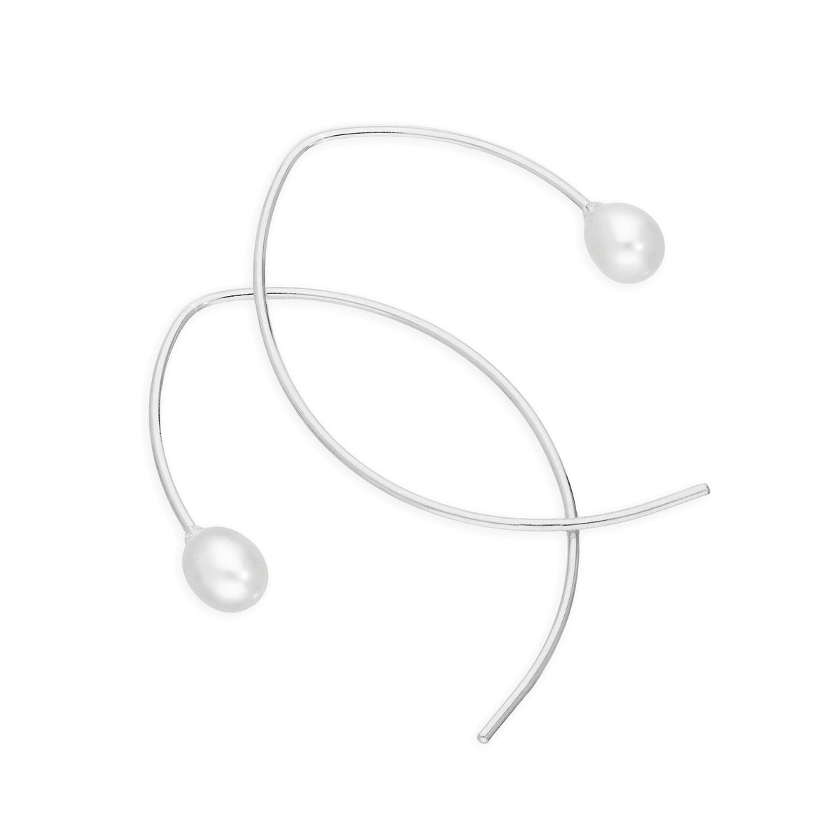 Boucles d'oreilles courbes en argent sterling et perles