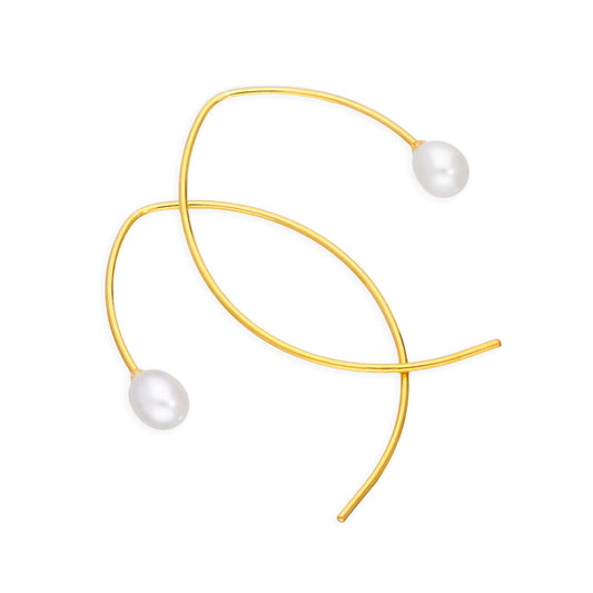 Boucles d'oreilles à tige en argent sterling plaqué or et perles