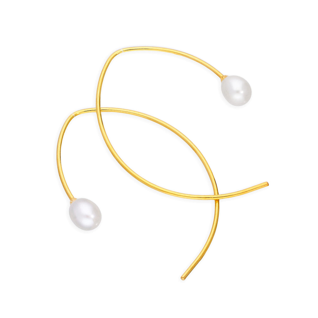 Boucles d'oreilles à tige en argent sterling plaqué or et perles