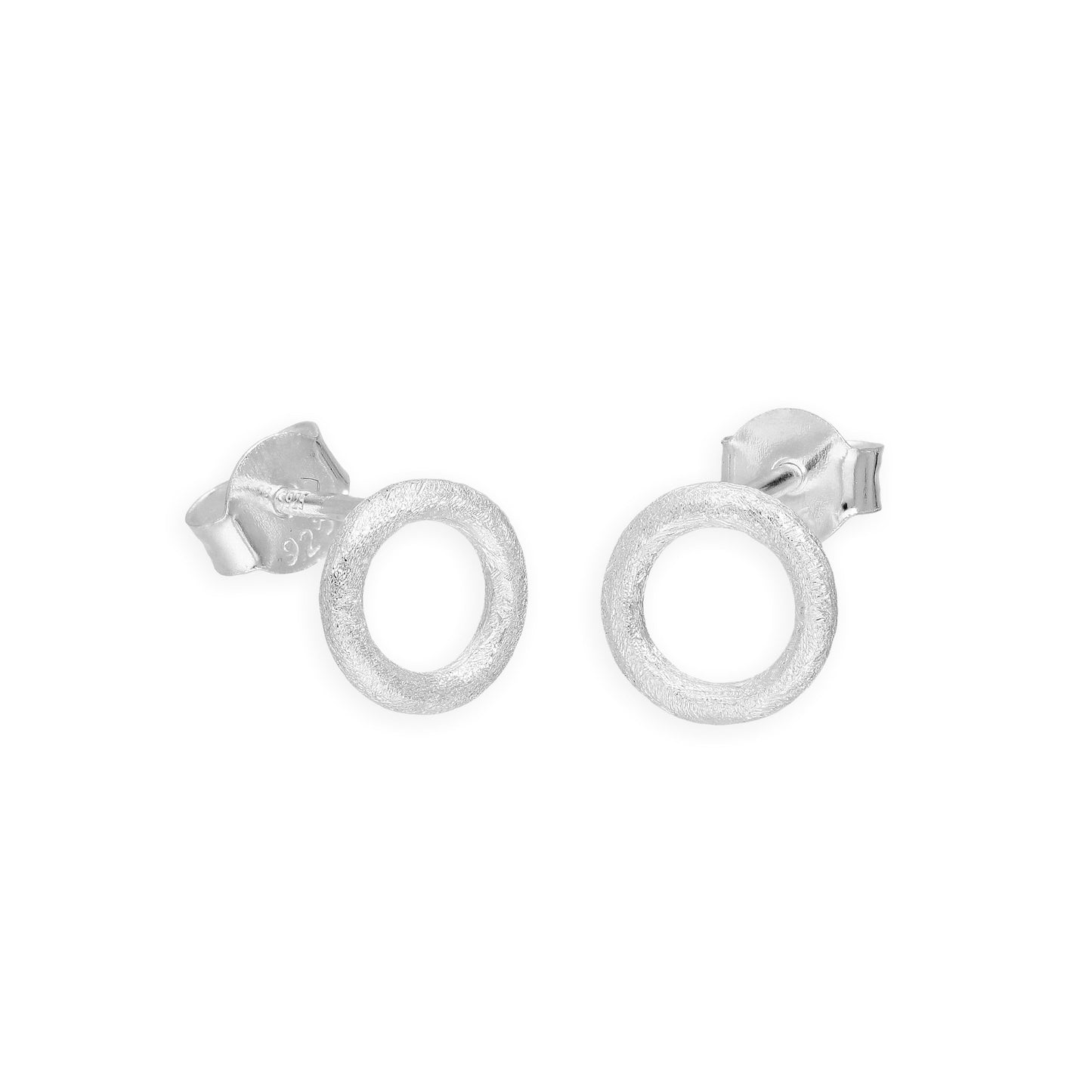 Boucles d'oreilles à tige en argent sterling brossé avec anneau Karma