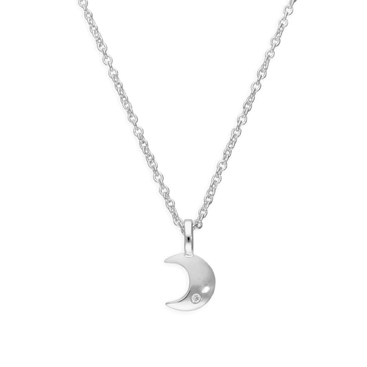 Collier lune en argent sterling et diamants véritables de 45 cm