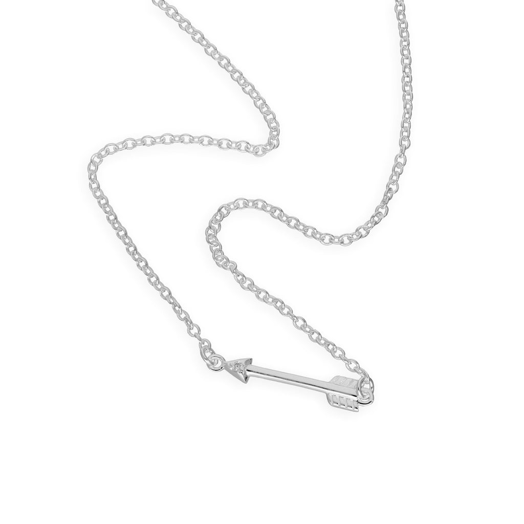 Collier flèche en argent sterling et diamant véritable de 45 cm