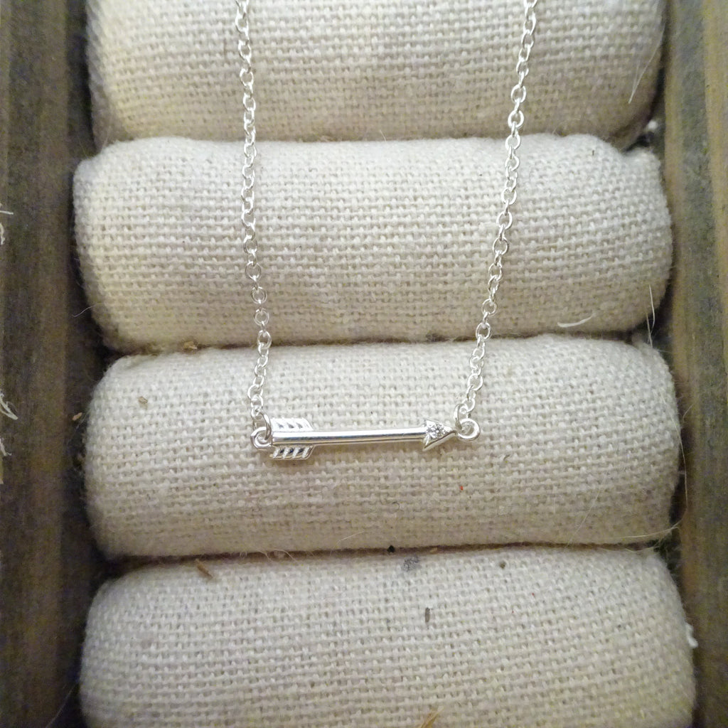 Collier flèche en argent sterling et diamant véritable de 45 cm