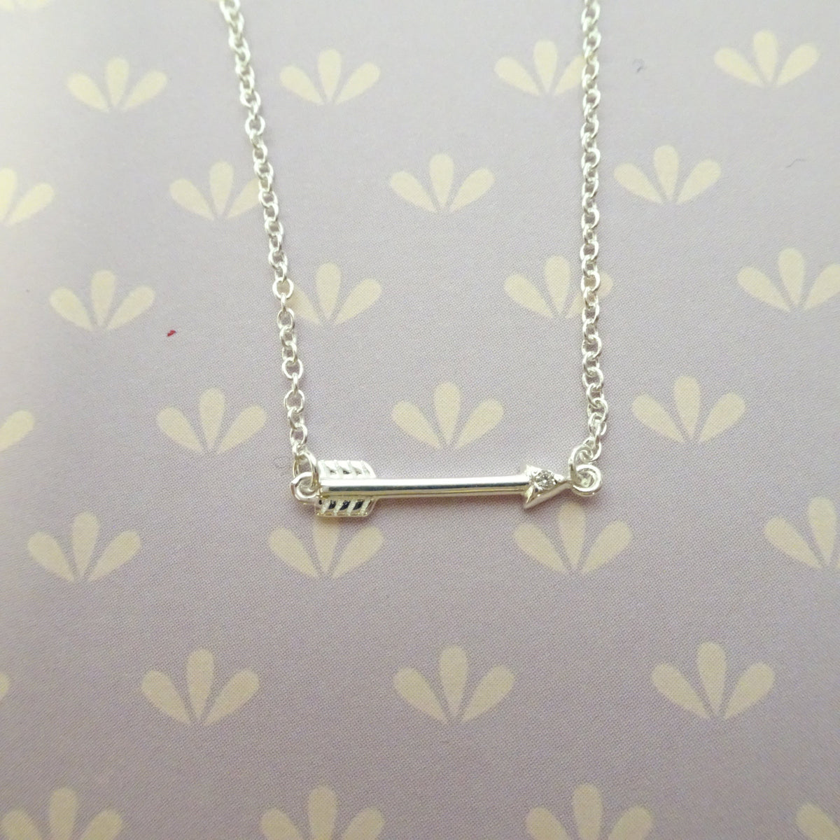 Collier flèche en argent sterling et diamant véritable de 45 cm