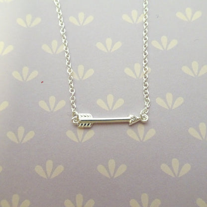 Collier flèche en argent sterling et diamant véritable de 45 cm