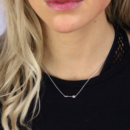 Collier flèche en argent sterling et diamant véritable de 45 cm