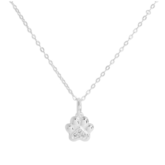 Collier en argent sterling et diamant véritable avec empreinte de patte