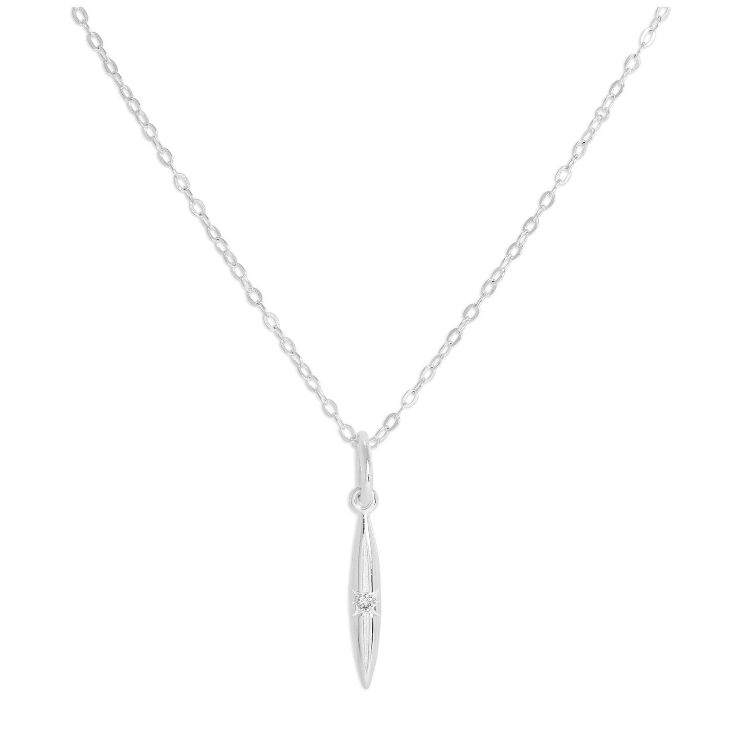 Collier avec pendentif en argent sterling et diamant véritable