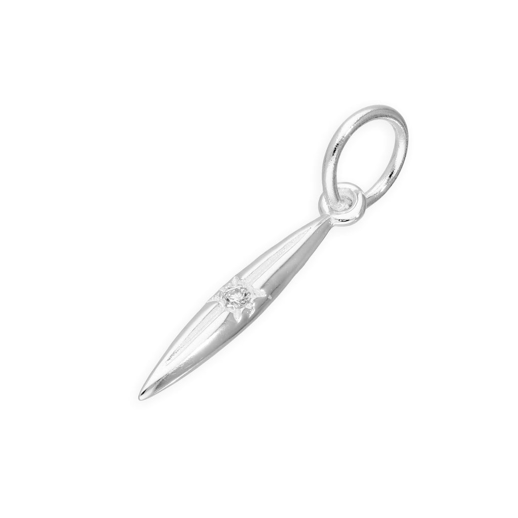 Pendentif en argent sterling et véritable diamant en forme de pointe