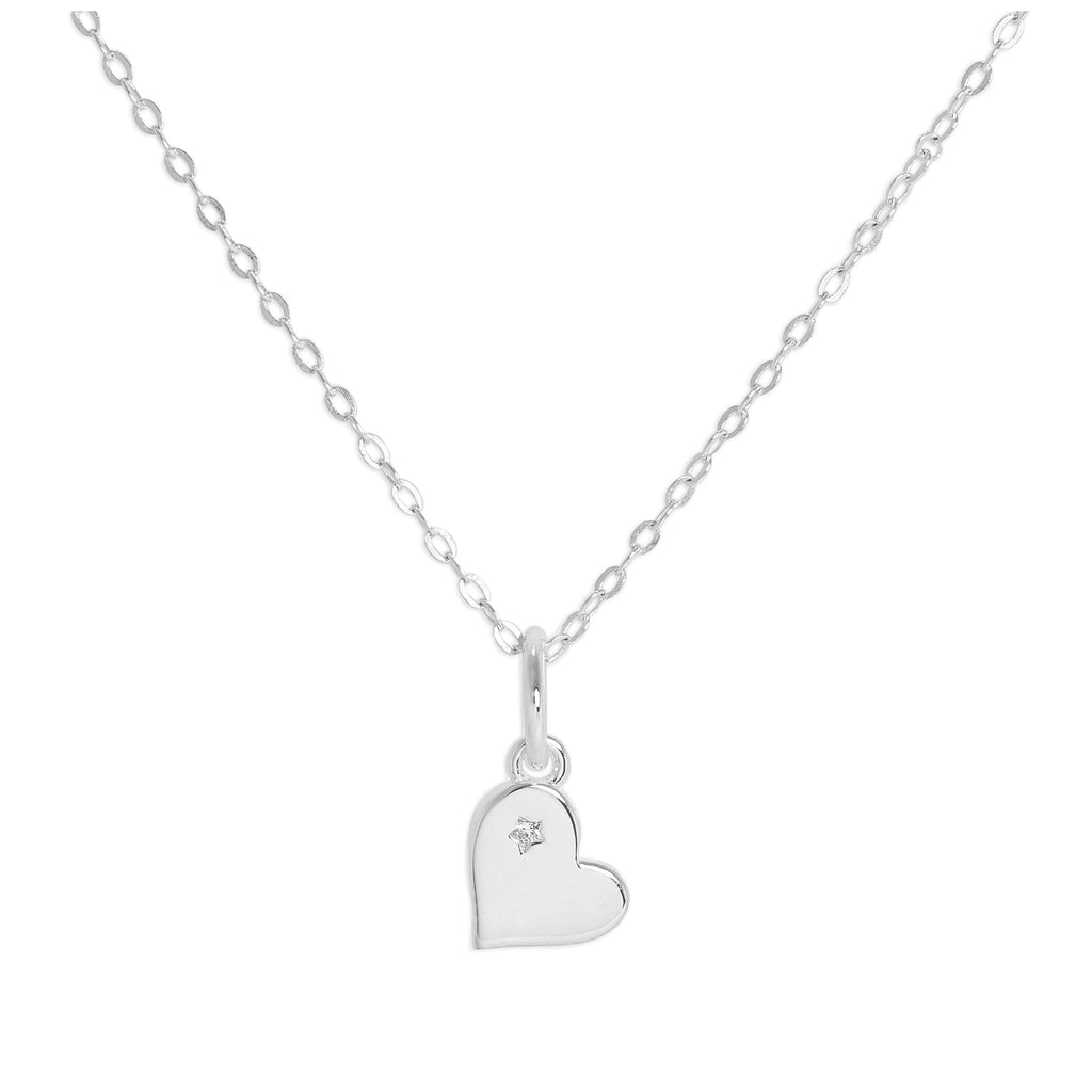 Collier cœur en argent sterling et diamant véritable
