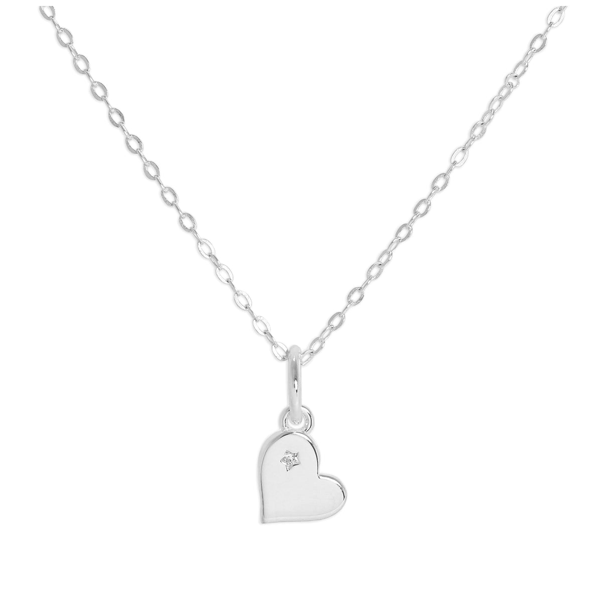 Collier cœur en argent sterling et diamant véritable