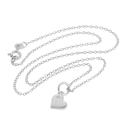 Collier cœur en argent sterling et diamant véritable