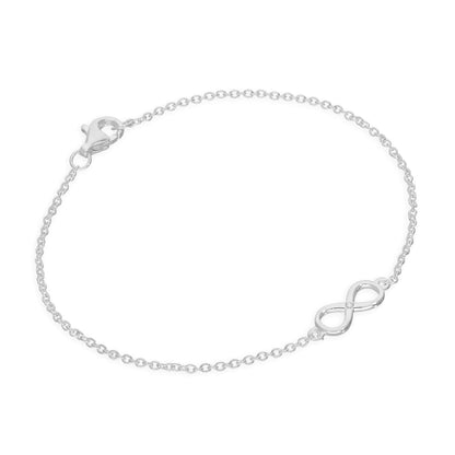 Bracelet symbole infini en argent sterling et diamants véritables de 18 cm