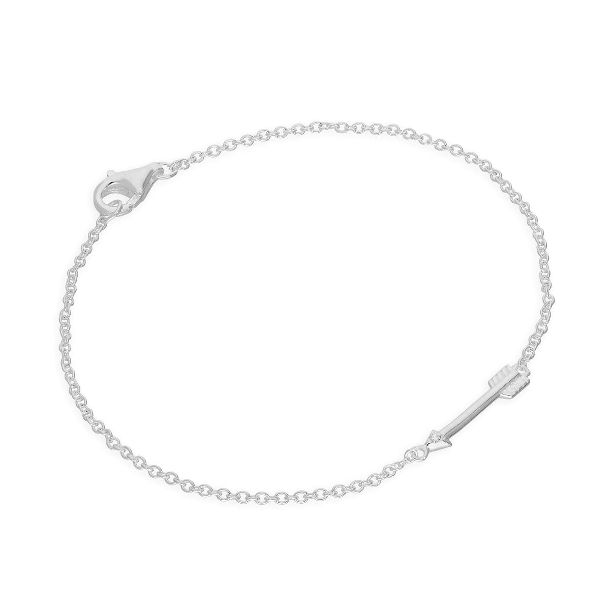 Bracelet flèche en argent sterling et diamants véritables de 18 cm
