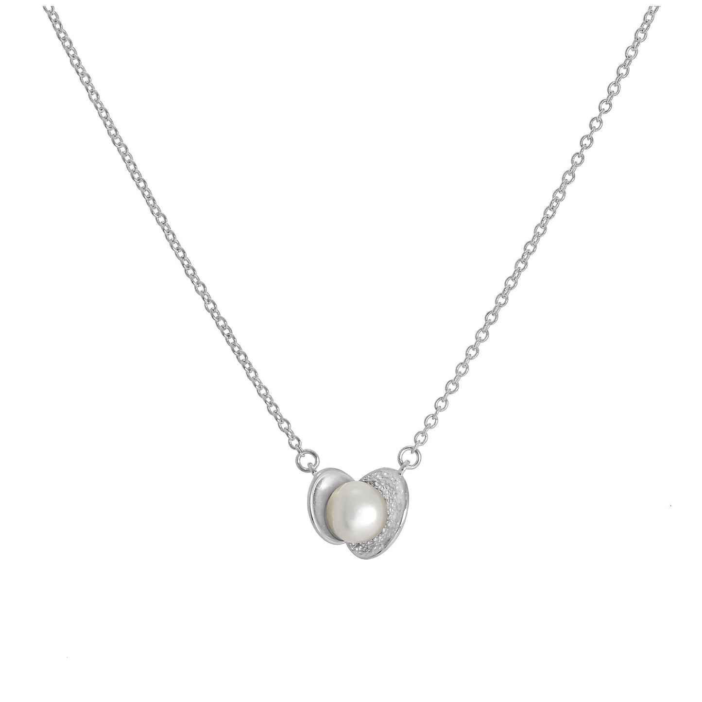 Collier en argent sterling avec perles de culture et coquillages sur chaîne de 43 cm