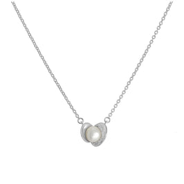 Collier en argent sterling avec perles de culture et coquillages sur chaîne de 43 cm