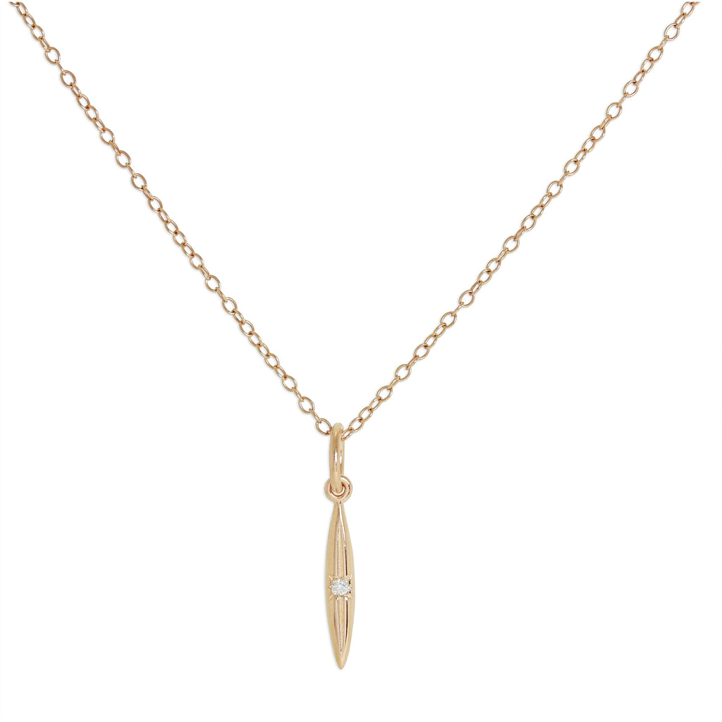 Collier avec pendentif en argent sterling plaqué or rose et véritable diamant