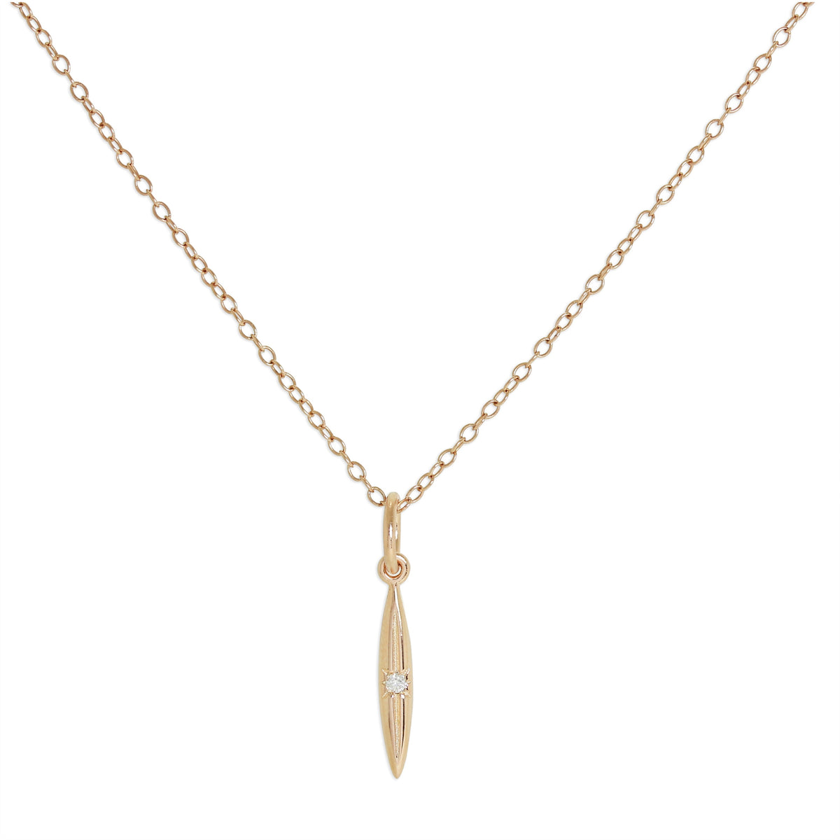 Collier avec pendentif en argent sterling plaqué or rose et véritable diamant
