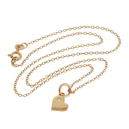 Collier cœur en argent sterling plaqué or rose et diamant véritable