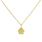 Collier en argent sterling plaqué or et empreinte de patte en diamant véritable