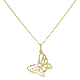 Collier papillon ouvert en argent sterling plaqué or et diamant véritable