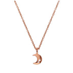 Collier lune en argent sterling plaqué or rose et diamants véritables de 45 cm