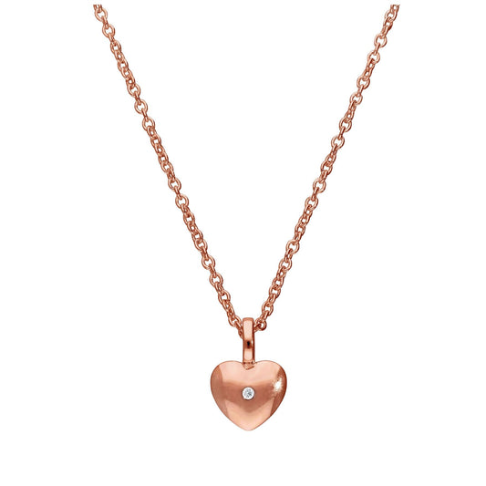Collier cœur en argent sterling plaqué or rose et diamants véritables de 45 cm