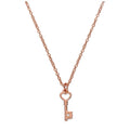 Collier en argent sterling plaqué or rose et diamant véritable, 45 cm, avec clé en forme de cœur