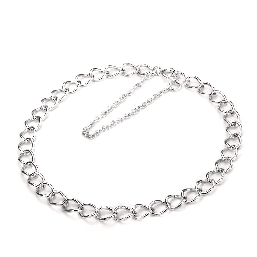 Bracelet à breloques en argent sterling avec chaîne gourmette légère