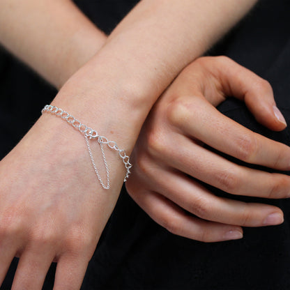 Bracelet à breloques en argent sterling avec chaîne gourmette légère